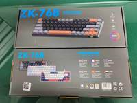 Clavier filaire à membrane Keywin ZK768 en stock, 68 touches, éclairage LED tricolore, 3 couleurs mélangées, pour ordinateur portable et bureau