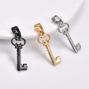 Collier pendentif clé en acier inoxydable mignon pour femme, breloques punk hip-hop, chaîne de cou, fournitures et accessoires de fabrication de bijoux en métal - Product Image 5