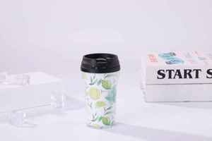 Floral Pattern <b>Reusable</b> Plastic Travel Cup With Hinged Lid For Outdoor Use - Product Image 3