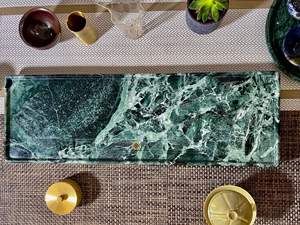 แผ่นหินอ่อนธรรมชาติสีเขียวแบบอินเดียถาดชาแบบจีนแผ่นกระดานชาห้องนั่งเล่นลูกค้าห้องดื่ม - Product Image 2