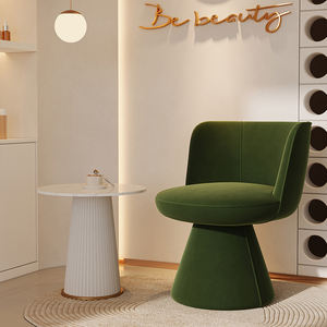 Sillón giratorio de terciopelo verde, silla de escritorio giratoria para tocador, salón, dormitorio, sala de estar - Product Image 5