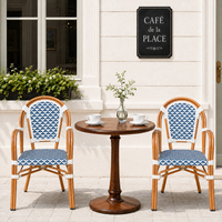 Fauteuil de bistrot français léger et confortable, résistant aux intempéries, en aluminium et tissu Teslin, pour salle à manger, patio, café, bistrot, décoration