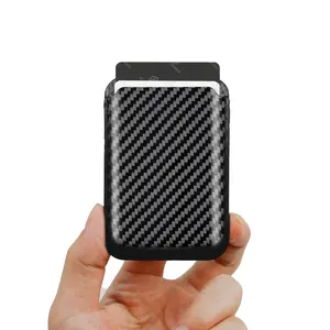 Sarung dompet penyangga kartu magnetik serat karbon asli modis kualitas tinggi untuk ponsel iphone 15 14 13