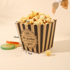 Striped Popcorn Small Portions Kraft Paper Folders Disposable <b>Square</b> Chicken Nuggets Fries Eco-Friendly Recycled Materials - Product Image 4