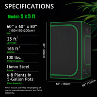 Kits de serres de culture intérieure LUXINT 4x4ft 5x5ft en stock aux États-Unis, kit de culture pour jardin, tissu 600D pour serre intérieure pour plantes
