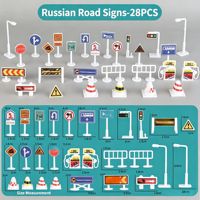 Mini Panneaux de Signalisation Routière Anglais Russe, Kit de Modèles de Panneaux de Rue, Diorama, Décoration de Scène Urbaine, Accessoires pour Voitures Jouets