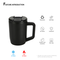 Tasse à café isotherme personnalisée avec logo et impression sur mesure, avec poignée, 450 ml