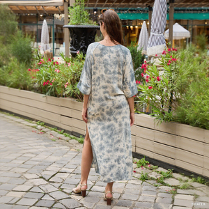 เดรสยาวผ้าฝ้ายสำหรับผู้หญิง ฤดูร้อน ปี 2025 สไตล์โบฮีเมียน ทรงหลวม ยาวคลุมเท้า เหมาะสำหรับใส่ไปชายหาด สีพื้น เรียบง่าย เอวธรรมชาติ ทอแบบธรรมดา - Product Image 3