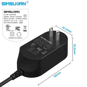 Simsukian SK03T 24v1aアダプター110v入力ul電源アダプターアダプター12v2a