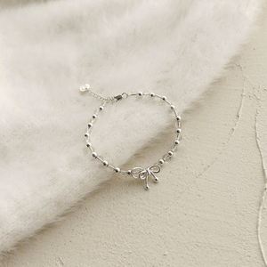 Dylam Dainty 925 Sterling Silver Women Fine Fashion Jewelry Bow-knot Circle Beaded Crystal Bead <b>Adjustable</b> Bangles <b>Bracelets</b> - Product Image 5