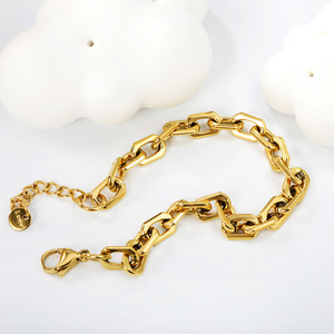 Directement du fabricant, bracelets en zircone imperméables pour femmes et hommes, chaîne cubaine en acier inoxydable plaqué or <span class=keywords><strong>18</strong></span> carats - Product Image 6