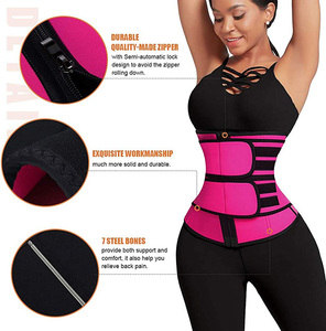 HEXIN Sauna Burning <span class=keywords><strong>Fat</strong></span> Neopreno Doble Cinturón Cremallera Frontal Sauna <span class=keywords><strong>Burn</strong></span> <span class=keywords><strong>Fat</strong></span> Mujeres Body Shapers Cintura Trimmer Cinturón Adelgazante - Product Image 3