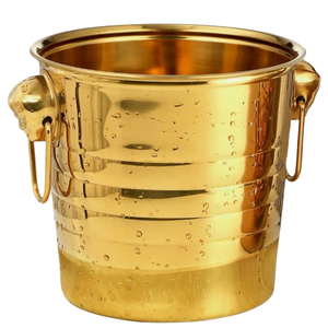 Stainless Steel Ice Bucket with Handles Single Wall Luxury Wine <b>Cooler</b> Champagne Chiller Bucket Wholesale Barware for Party Club - Product Image 2