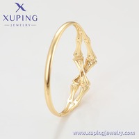 X000892620 XUPING Bracelet jonc articulé en alliage de cuivre plaqué or 14K avec micro-pavé de zircon, motif nœud de bambou, bijou élégant et tendance