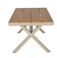Meubles de jardin modernes, tables à manger, table de patio en plastique et bois, ensemble de chaises