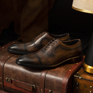Men's Leather Business Formal Dress Leather Upper Cowhide Casual Summer High-end Block <b>Heel</b> Premium Brand Breathable - Product Image 2