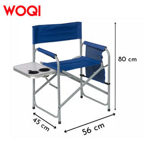 Chaise de réalisateur pliante d'extérieur Woqi, hauteur 80 cm, avec table latérale et poches, chaise de jardin en aluminium - Product Image 1