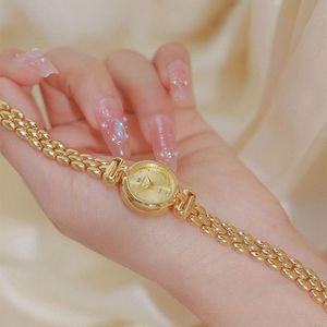BS FA1792 orologio da donna VINTAGE elegante semplice oro retrò argento tondo piccola catena impermeabile - Product Image 2