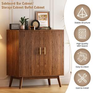 Nouvel arrivage Armoire à liqueurs avec rangement Armoire à vin avec casier à vin et porte-verres Buffet de rangement 2 portes - Product Image 5