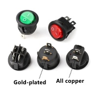 23mm 라운드 로커 스위치 t85 녹색 빨간색 로커 스위치 라운드 2/3/4 핀 2 위치 보트 로커 스위치 led