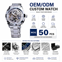 Montre mécanique automatique squelette personnalisée Winner Forsining 207 pour homme, bracelet en acier, lumineuse, style business décontracté, OEM ODM