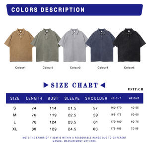 Custom 2023 Summer New oversize Streetwear Heavyweight Acid Wash <span class=keywords><strong>Polo</strong></span> da uomo <span class=keywords><strong>Vintage</strong></span> - Product Image 2