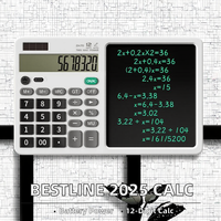 BESTLINE 2025 tablette d'écriture LCD électronique scientifique à 12 chiffres calculatrice scolaire alimentée par batterie calendrier en plastique école