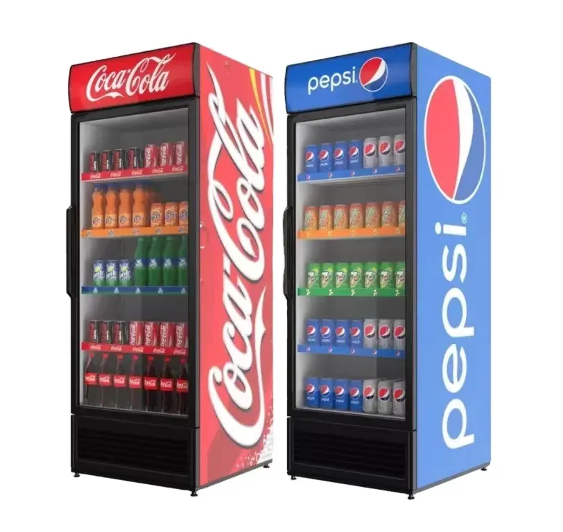 Kulkas Minuman Pepsi dengan Pintu Kaca Peralatan Pendingin Freezer Minuman Komersial