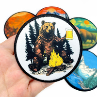 Écusson d'aventure en plein air, badge brodé Parc National, montagne et forêt, texture à paillettes, appliqué tissé pour casquette de camionneur, en gros