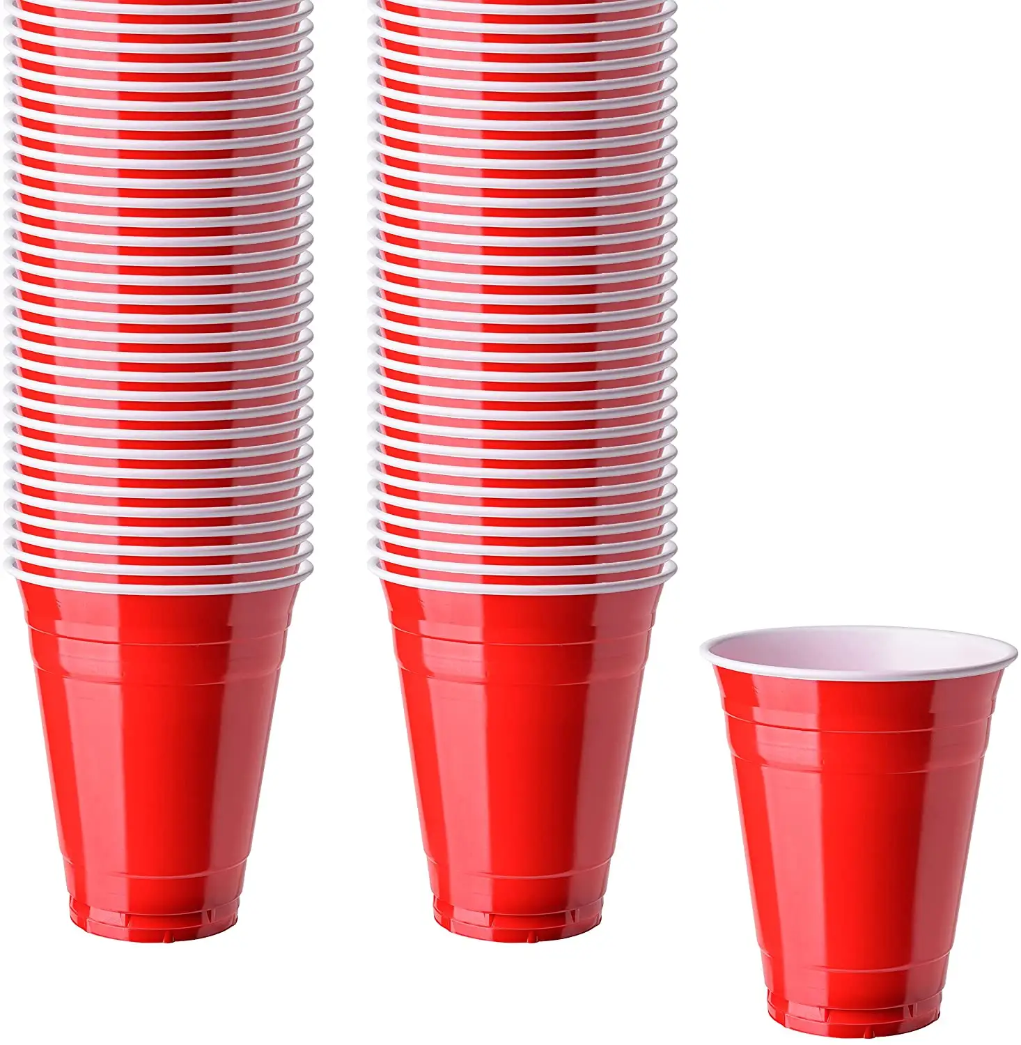 パーティー用の使い捨て16オンスプラスチックアメリカンレッドビールポンパーティーカップ