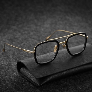 Lunettes <span class=keywords><strong>de</strong></span> vue <span class=keywords><strong>de</strong></span> luxe Iron Man 2024 en titane pour hommes, montures optiques en acétate à motif uni - Product Image 1
