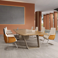 Table de conférence rectangulaire moderne en bois de 4 m, table de réunion longue pour bureau, hôtel, école