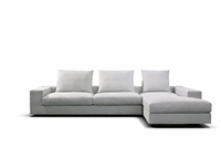 Canapé d'angle moderne en cuir/tissu performant de haute qualité pour salon de villa, gris clair, confortable avec accoudoirs
