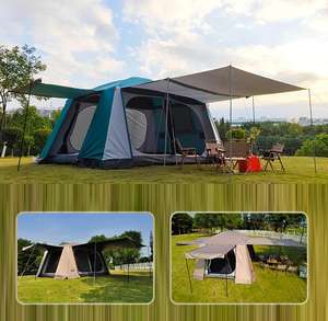Grande tente Oxford double couche quatre saisons, imperméable, épaissie, deux chambres, un salon, pour 6-8 personnes, camping - Product Image 2