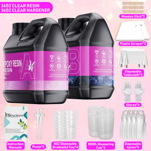 Kit de Resina Epoxi Cristal Transparente 1:1, 36 oz de Resina + 36 oz de Endurecedor, Nueva Fórmula Antiamarilleo, Fuerte y sin Burbujas para Manualidades con Resina - Product Image 2