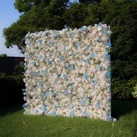 Mur de fleurs artificielles en gros 2,4 m x 2,4 m, panneau mural de fleurs blanches enroulable, toile de fond murale en roses de soie, décoration de mariage élégante