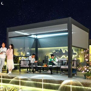 Pavillon électrique extérieur personnalisable Gazebo de loisirs Nature <span class=keywords><strong>bois</strong></span> parasol <span class=keywords><strong>auvent</strong></span> pour jardin Villa cour terrasse véranda - Product Image 2