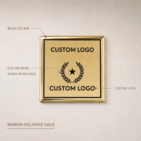 Étiquette en aluminium plaqué or de luxe, irrégulière, écologique, logo de flacon de parfum en or brossé 3D, emballage cosmétique personnalisé en relief