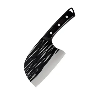 Высококачественный кованый кухонный нож из нержавеющей стали с черной цветной деревянной ручкой, походный кухонный нож для убоя