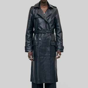 Comfortable High Quality Mens Leather Long Coat With <b>Decoration</b> Plus Size Custom Made <b>Winter</b> Leather Coat for Outdoor Wear - Product Image 3