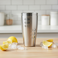 LIXING Shaker à cocktails 6 pièces en acier inoxydable 750 ml – Mélangeur de bar Cobbler compatible lave-vaisselle pour Martini, Margarita – Indispensable pour bar à domicile