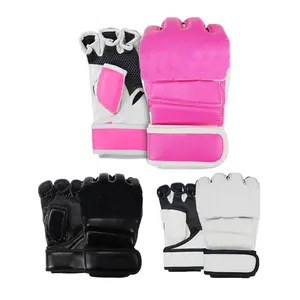 Professional Boxing Equipment PU Leather Fingerless Open Palm Half Finger MMA Training Gloves