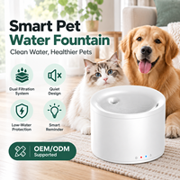 Fontaine à eau filtrée pour animaux de compagnie avec indicateur de niveau d'eau rouge, système de filtration 30 jours, 3W, adaptateur AC110-220V, certifiée CE FCC RoHS, OEM ODM pour chats et chiens
