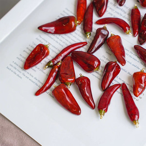 بيع بالجملة ديي صياغة القرط سوار قلادة صنع نبات جاف حقيقي راتنجات الايبوكسي الفلفل الأحمر لتزيين المجوهرات - Product Image 1