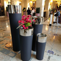 Pots de fleurs modernes et durables en acier inoxydable, jardinières dorées de luxe pour la maison et le jardin, avec lumières LED, grandes jardinières d'intérieur brossées