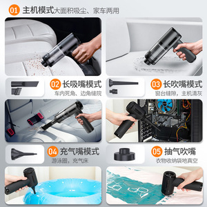 Aspiradora de mano recargable, portátil, de alta succión, para uso en el coche y el hogar, con múltiples boquillas - Product Image 4