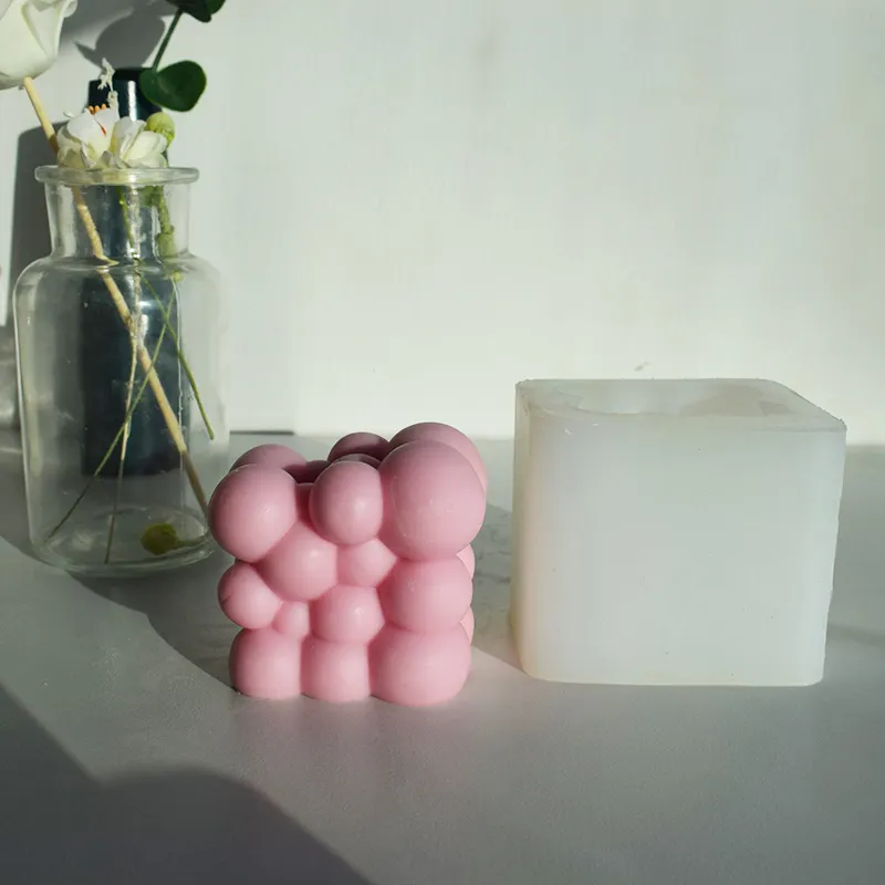 パーティーの装飾3D不規則なバブルボールキャンドルシリコンモールド不規則なキューブキャンドルシリコンモールドソープシリコンモールド