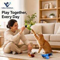 Jouet interactif couineur pour chat et chien, motif oiseau de dessin animé, avec queue en plumes véritables, corps en peluche et couineur interne - 3 couleurs, 16 cm