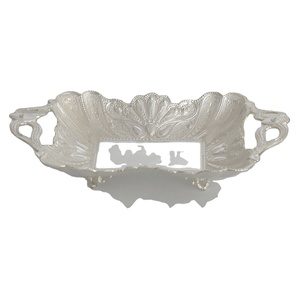 Cuenco De Servir Rectangular De Lujo <strong>Con</strong> Acabado Plateado Y Soporte Para Frutas, Aperitivos Y Exhibicin Decorativa, Hecho a Mano - Product Image 4