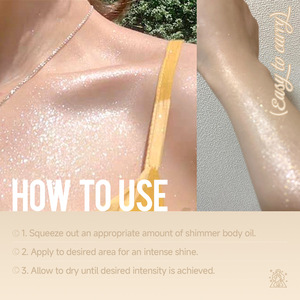 Huile Corporelle Scintillante Vitamine E Huile de Jojoba Huile Minérale Glycérine - Éclat Doré Illumine Unifie le Teint Hydratant et Contourant - Product Image 6